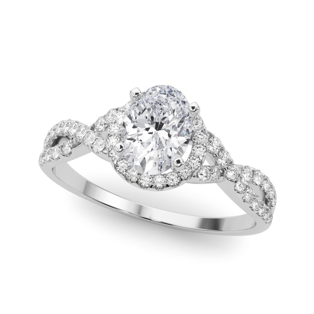 Kiva Jewel 1.77 Ct Oval Cut Lab Created Diamond Ring - 14K White Gold Over Wedding Ring - Radiant Oval Lab Grown Diamond Ring - Women’s Engagement Diamond Ring - Wedding Diamond Ring for Her