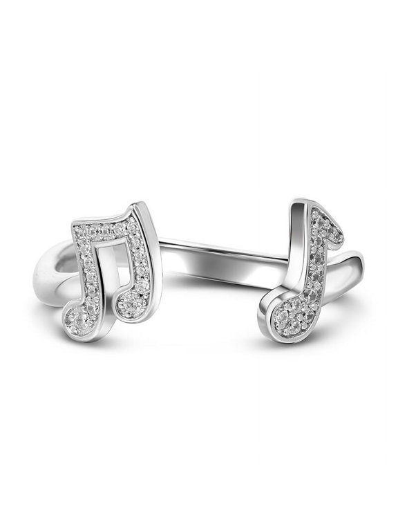1.6 Ct Round Cut Music Note Cuff Ring 14K White Gold Plated for Women
