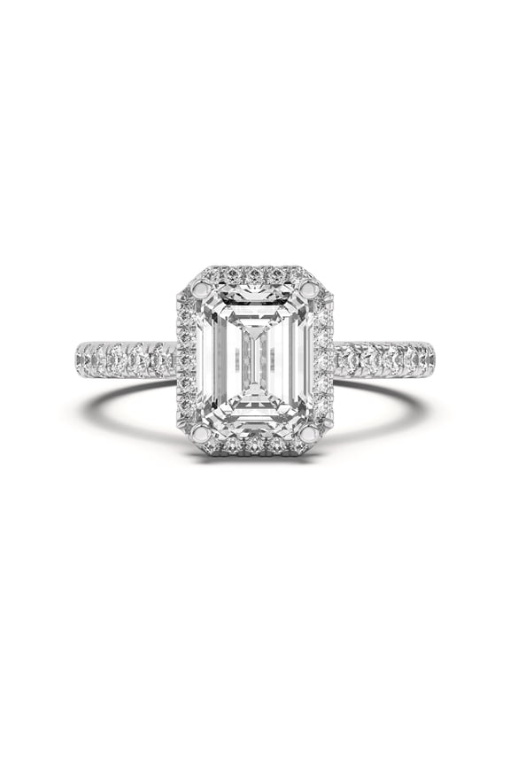 1.88 Ct Emerald Cut Lab Created Diamond Ring - 14K White Gold Over Engagement Ring - Elegant Wedding Ring for Women - Perfect Gift for Joyous Celebrations - A Precious Gem for Her