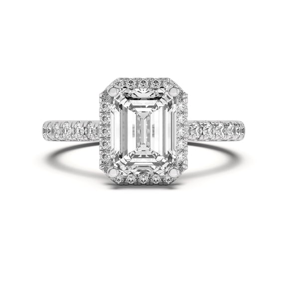 Kiva Jewel 1.88 Ct Emerald Cut Lab Created Diamond Ring - 14K White Gold Over Engagement Ring - Elegant Wedding Ring for Women - Perfect Gift for Joyous Celebrations - A Precious Gem for Her