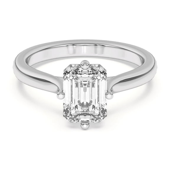 Kiva Jewel 1.99 Ct Emerald Cut Lab Created Diamond Ring - 14K White Gold Plated Engagement Ring - Wedding Ring for Wife - Anniversary Gift - Jewelry for Special Occasions - Wedding Gifts for Couples