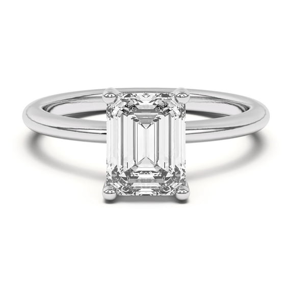 Kiva Jewel 1.99 Ct Emerald Cut Lab Created Diamond Solitaire Engagement Ring for Women - 14K White Gold Plated Ring - Chic and Classic Design - Elegance and Quality Women's Diamond Affordable Ring