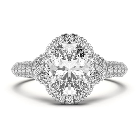 Kiva Jewel 1.99 Ct Lab Created Diamond Engagement Ring - 14K White Gold Plated Ring - Classic Oval Cut Solitaire for Women's - Proposal Ring - Exquisite Jewelry Gift for Her - Celebrate Your Love