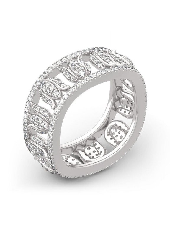 1.8 Ct Round Brilliant Cut Lotus Flower Lab-Created Simulated Diamond Engagement Wedding Ring 14K White Gold Plated for Women
