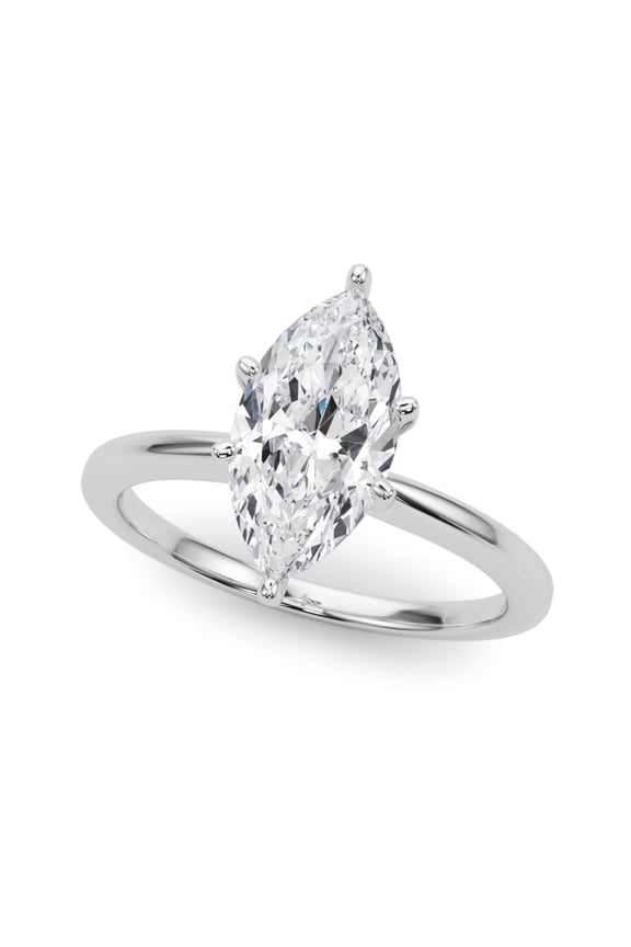 1.88 Ct Moissanite Engagement Ring for Women - Marquise Cut - 14K White Gold Plated Ring - Elegant Prong Setting - Perfect for Proposals, Anniversaries, and Special Occasions