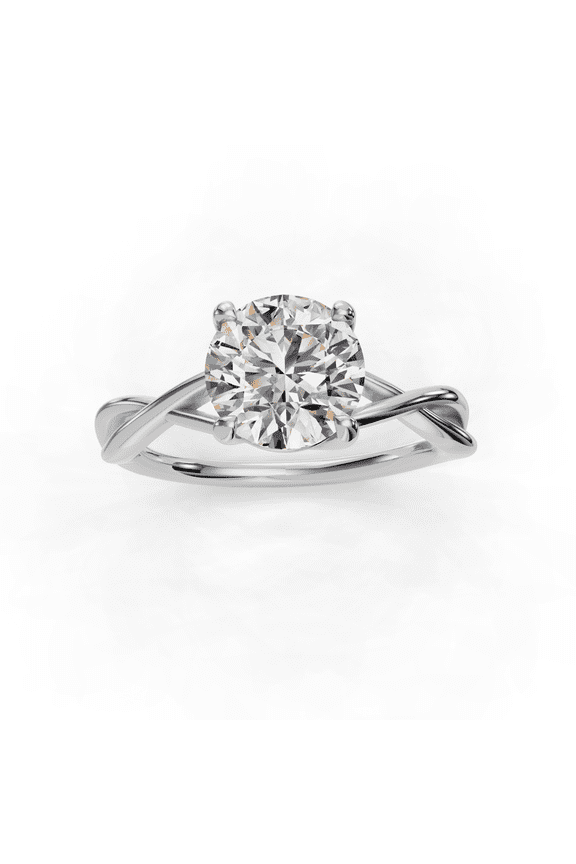 14K White Gold Plated 1.66 Ct Round Cut Moissanite Ring - Wedding Engagement Twisted Ring - Proposal Ring for Girlfriend - Perfect Gift for Her - Jewelry for Any Occasion