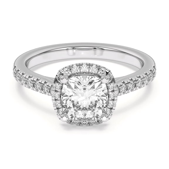 Kiva Jewel 14K White Gold Plated Engagement Ring - 1.66 Ct Cushion Cut Moissanite - Stunning Wedding Ring for Women - Gift for Romantic Moments - A Beautiful Expression of Love for Her