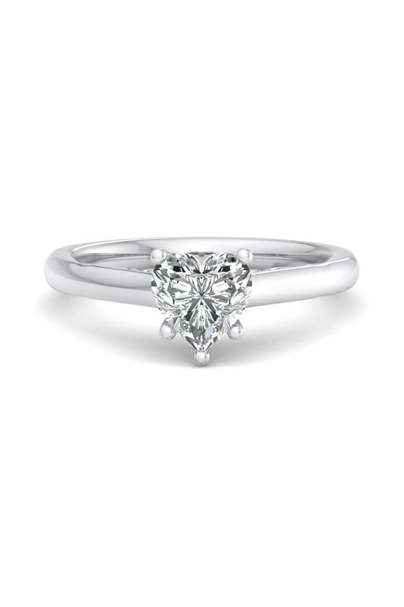 14K White Gold Plated Ring - Heart Cut Moissanite Solitaire Engagement Wedding Ring for Her - 1.66 Ct Moissanite - VVS1/E-F Ring for Girls - Moissanite Ring - Daily Wear Moissanite Ring