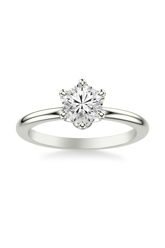 Diamond Engagement Ring - 1.66 Ct Round Cut Lab Created Diamond, 14K White Gold Plated Ring for Women - Bridal Wedding Gift - Class Ring for Women - Valentine Gift for Her - Gifts for Mom