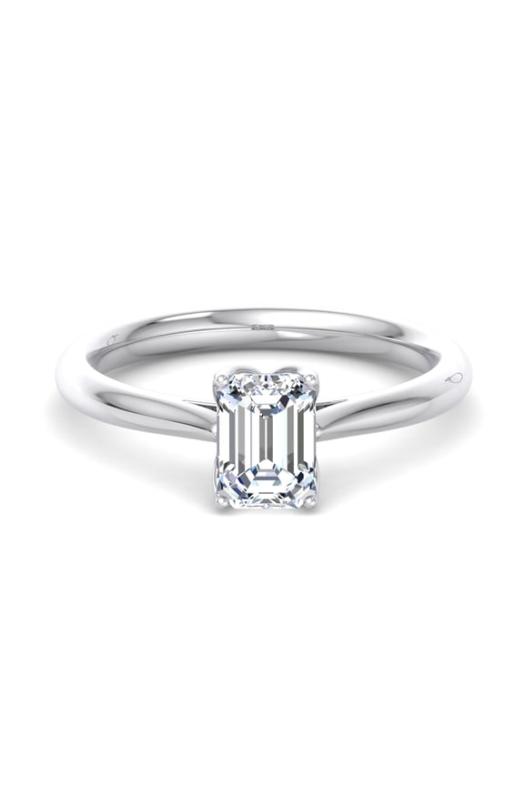 Women's 1.88 Ct Emerald Cut Lab Created Diamond Ring - 14K White Gold Plated Ring - Engagement Ring - Elegant Prong Setting - Ideal for Proposals, Anniversaries - Beautiful Gift for Her