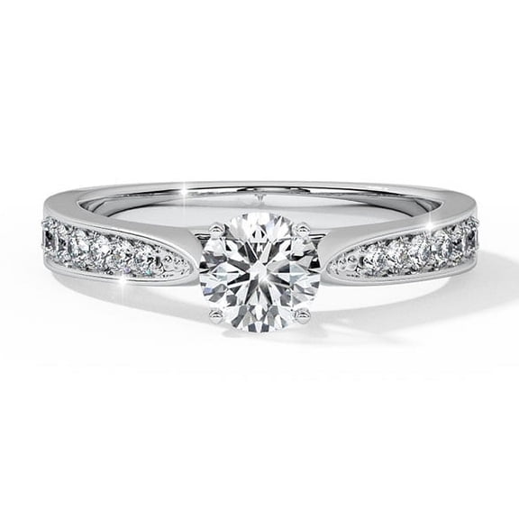 Kiva Jewelry 1.37 Ct Moissanite Engagement Ring - Elegant Round Cut - Stamped 14K White Gold Plated Ring - Prong Setting - Gift for Her, Ideal for Weddings, Proposals, and Celebrations