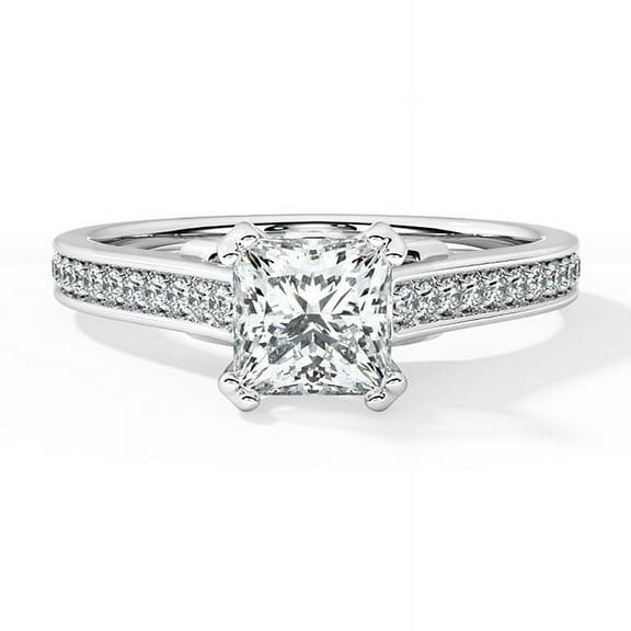 Kiva Jewelry 1.69 Ct Princess Cut Engagement Ring for Women - Moissanite - 14K White Gold Over Ring - Stunning Prong Setting - Ideal for Proposals - Gorgeous Gift for Her - Wedding Ring