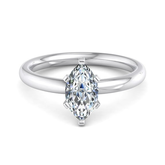 Kiva Jewelry 1.77 Ct Marquise Cut Moissanite Engagement Ring for Women - Stunning Solitaire Ring with Moissanite - 14K White Gold Plated Wedding Ring - Proposal and Anniversary Ring for Wife