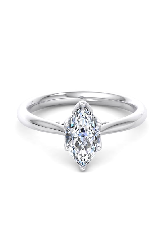 ry 1.77 Ct Moissanite Flower Style Engagement Ring for Women - Marquise Cut - 14K White Gold Plated - Ring for Proposals, Anniversaries Gifts - Prong Setting for a Timeless Appeal