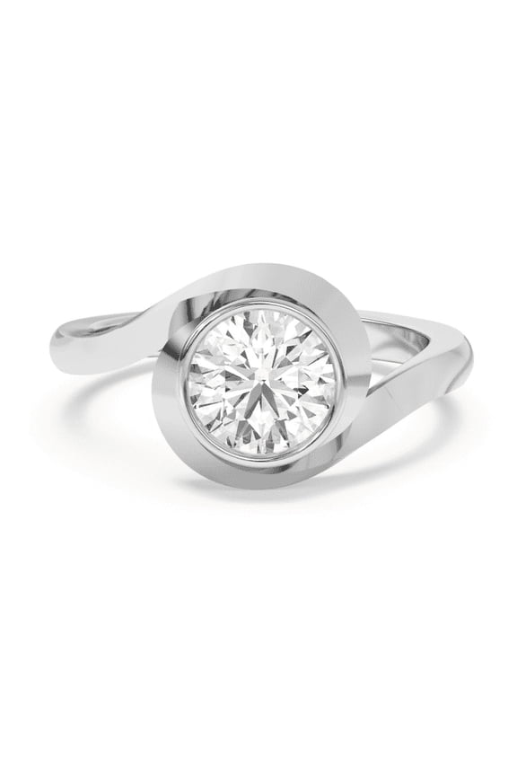 ry 1.77 Ct Round Cut Moissanite Solitaire Anniversary Ring for Women's - 14K White Gold Plated Bezel Set Engagement Ring - Elegant Design for Her - A Perfect Way to Say I Do