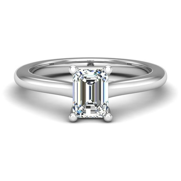 Kiva Jewelry 14K White Gold Plated 1.88 Ct Emerald Cut Moissanite Ring - Exquisite Solitaire Engagement Ring for Women's - Ideal Proposal Ring - Lovely Ring Gift for Her - Bridal Jewelry