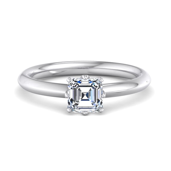 Kiva Jewelry 14K White Gold Plated Women's Engagement Ring - 1.77 Ct Moissanite in Asscher Cut - Classic Solitaire Style - Great for Weddings and Anniversaries - Beautiful Jewelry Gift for Her