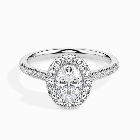 Kiva Jewelry Halo Engagement Ring for Women - 1.77 Ct Oval Cut Moissanite - Prong Setting - 14K White Gold Plated - Stunning Proposal Ring - Ideal Birthday or Anniversary Gift for Her