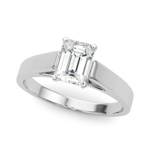 Kiva Jewelry Wedding Engagement Ring for Women - 1.77 Ct Moissanite in Emerald Cut Band Ring - 14K White Gold Plated Band Ring - Celebrate Your Love Story with a Stunning Solitaire Band