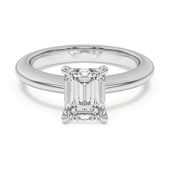 Kiva Jewelry Women's 1.99 Ct Emerald Cut Moissanite Two Tone Ring - 14K White Gold Plated Engagement Ring - Solitaire Ring for Proposals, and Everyday Wear - Gift for Her - As Per Image