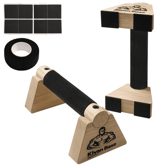 Kivan Base Wooden Parallettes | Bodyweight Training Equipment | Handstand, Push-Ups & Calisthenics | Mens Handstand Blocks & Push-Up Handles