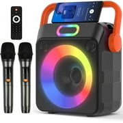 Kivdit Karaoke Machine for Adults Kids,Portable Bluetooth Speaker with 2 Microphone and Party Light