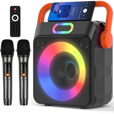 Kivdit Karaoke Machine for Adults Kids,Portable Bluetooth Speaker with 2 Microphone and Party Light