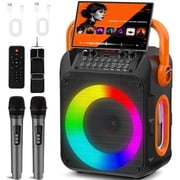 Kivdit Karaoke Machine for Kids Adults , Home Karaoke Speaker System with Dj Lights, 2 Microphones, Portable Bluetooth Speaker for Outdoor Party