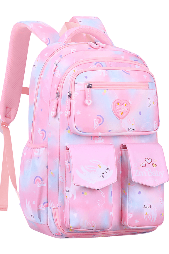 School Backpack for Girls,Large Capacity School Bag,Waterproof Bookbag for Kids Teens,Pink