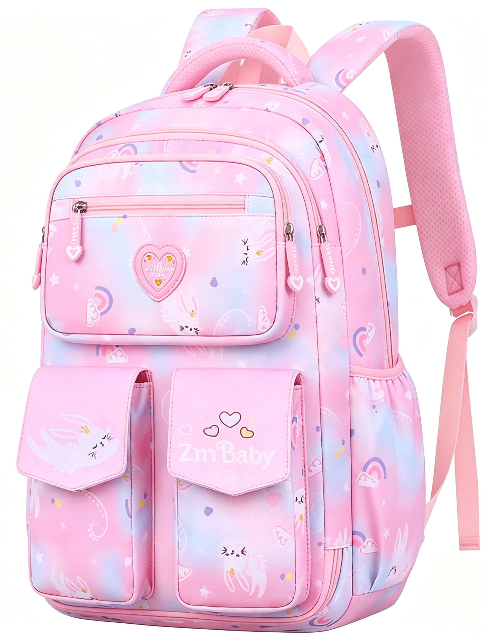 Kivdit School Backpack for Girls,Large Capacity School Bag,Waterproof Bookbag for Kids Teens,Pink