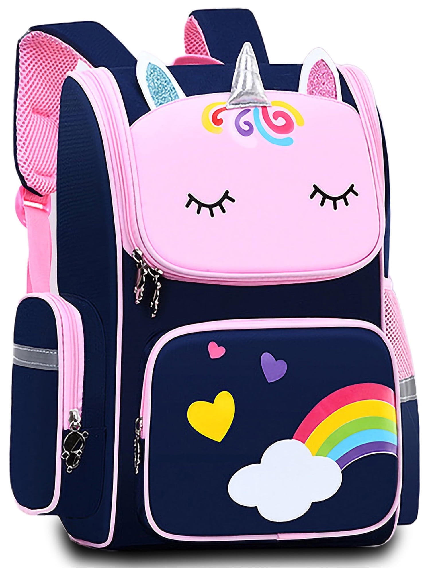 KIVDIT Kids School Backpack for Girls, Waterproof Bookbag, Pink