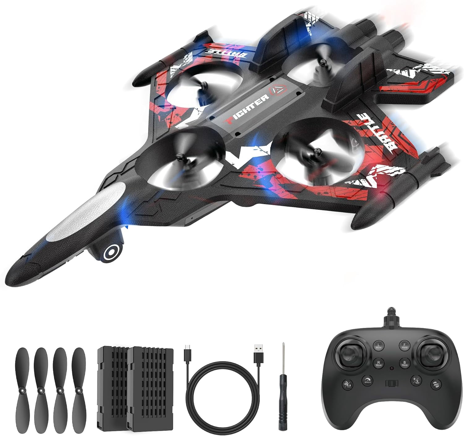 Kivdit RC Plane with 2 Batteries,2.4GHz Remote Control Airplane with Light for Kids Adults Beginners