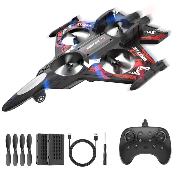 Kivdit RC Plane with 2 Batteries,2.4GHz Remote Control Airplane with Light for Kids Adults Beginners