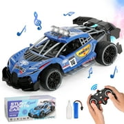 Kivdit Remote Control Cars,1:16 RC Cars for Kids,2.4GHz Remote Control Vehicle with Lights and Spray,Blue
