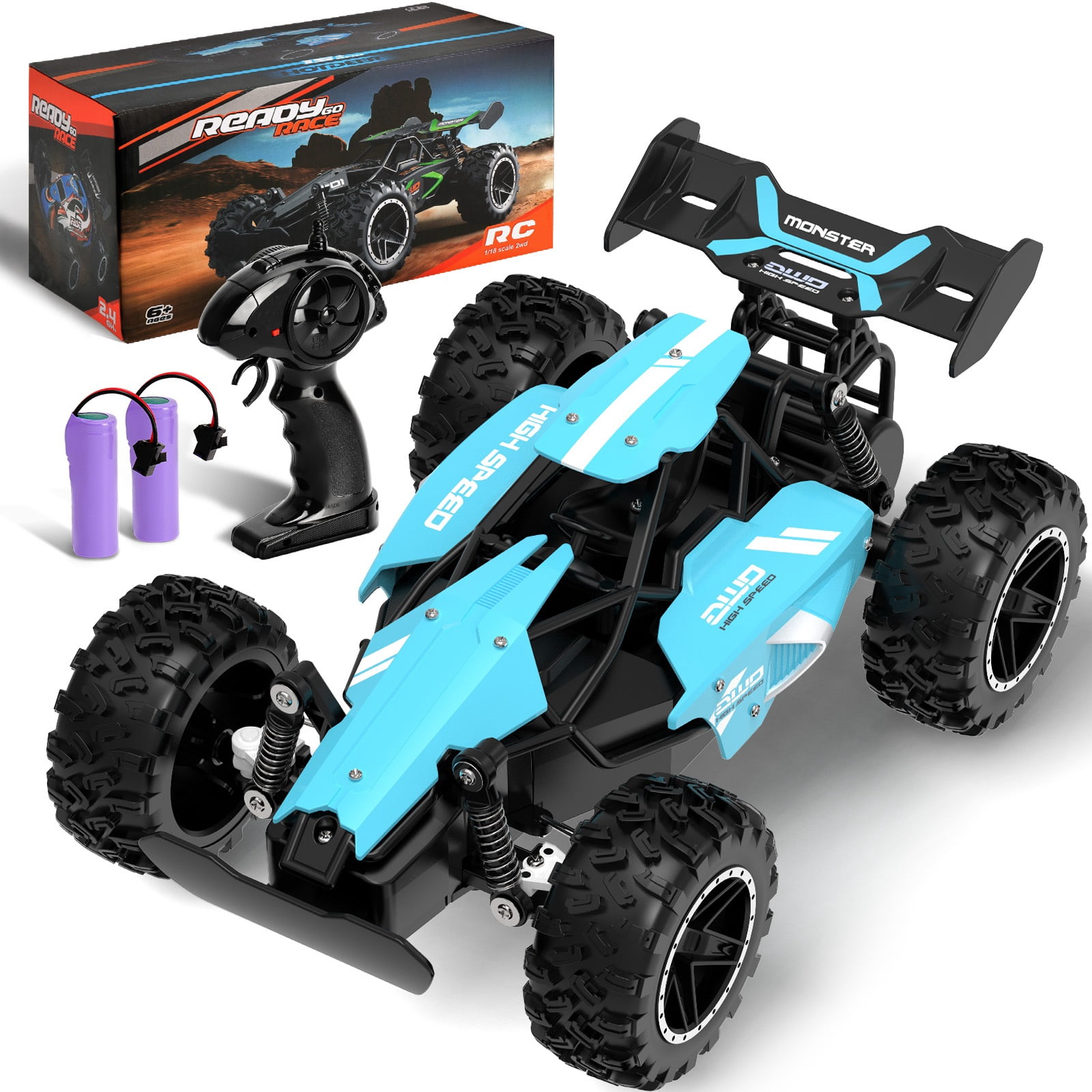 Kivdit Remote Control Car, 1:18 High Speed RC Cars, 20+ km/h Racing Car Toy for Boys & Girls Gifts for Kids