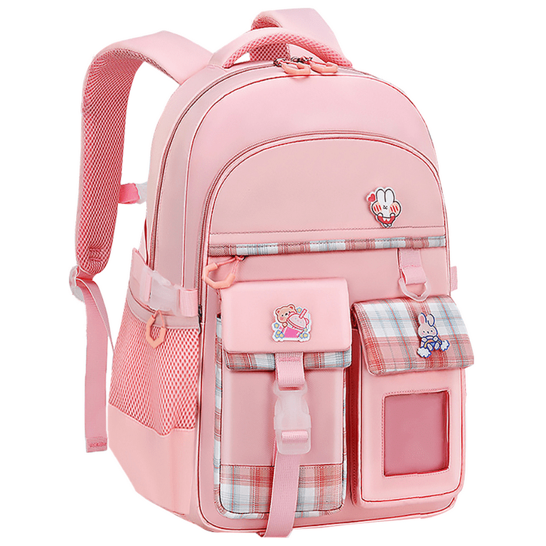 KIVDIT Girls Backpack, Pink Waterproof Nylon School Bag,