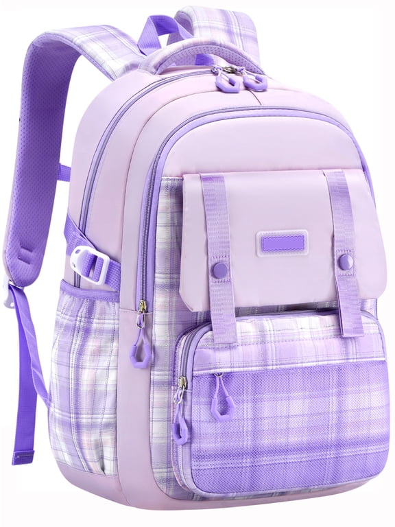 School Backpack for Girls,Fashion Large Capacity Bookbag for Kids Teens,Waterproof Girls School Bag,Purple