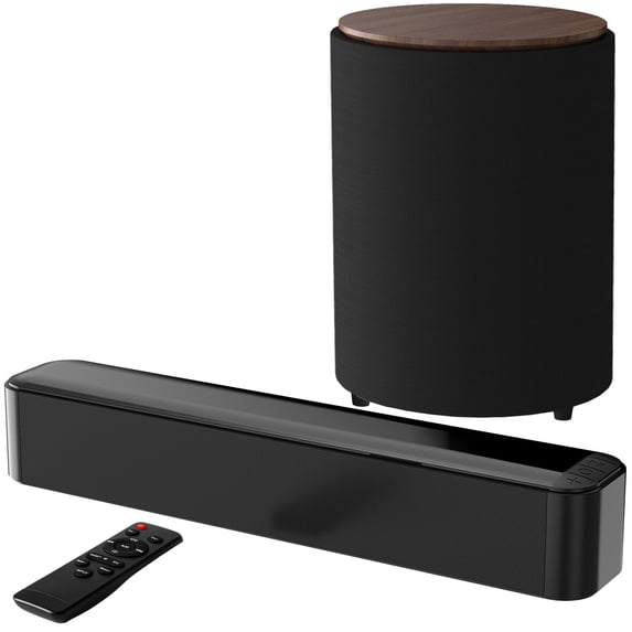 KIVDIT Black 2.1 Sound Bar for TV with Bluetooth 5.4 and subwoofer, 15.75in x 2.83in x 2.76in