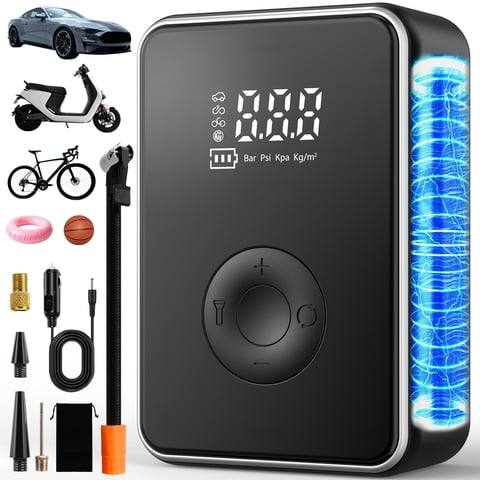 Tire Inflator Portable Air Compressor, 150 PSI Cordless Air Pump for Car Tires, 6000mAh Auto Shutoff Smart Electric Pump with LED Light & Digital Pressure Gauge
