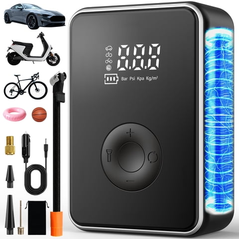 Kivdit Tire Inflator Portable Air Compressor,150 PSI Cordless Air Pump for Car Tires,6000mAh Auto Shutoff Smart Electric Pump with LED Light & Digital Pressure Gauge