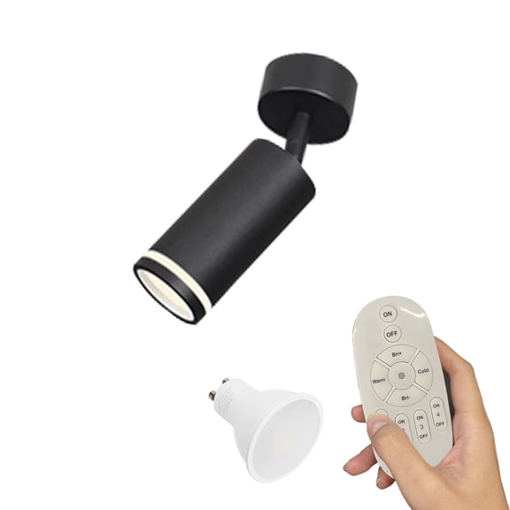 Kiven 1-Light Dimmable Flush Mount LED Ceiling Spotlight,Black Directional Spot Lights Indoor, Hardwired Adjustable Accent Light with GU10 Socket for Plants, Painting, 2700-6500K,XDD906