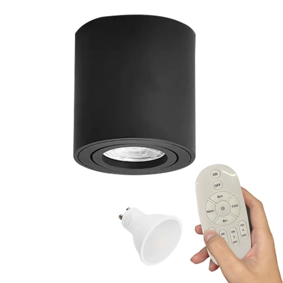 Kiven 1-Light Dimmable Flush Mount LED Ceiling Spotlight,Black Directional Spot Lights Indoor, Hardwired Adjustable Accent Light with GU10 Socket for Plants, Painting, 2700-6500K,XDD895