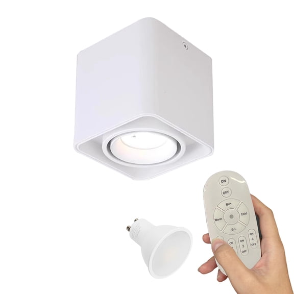 Kiven 1-Light Dimmable Flush Mount LED Ceiling Spotlight,White Directional Spot Lights Indoor, Hardwired Adjustable Accent Light with GU10 Socket for Plants, Painting, 2700-6500K,XDD893