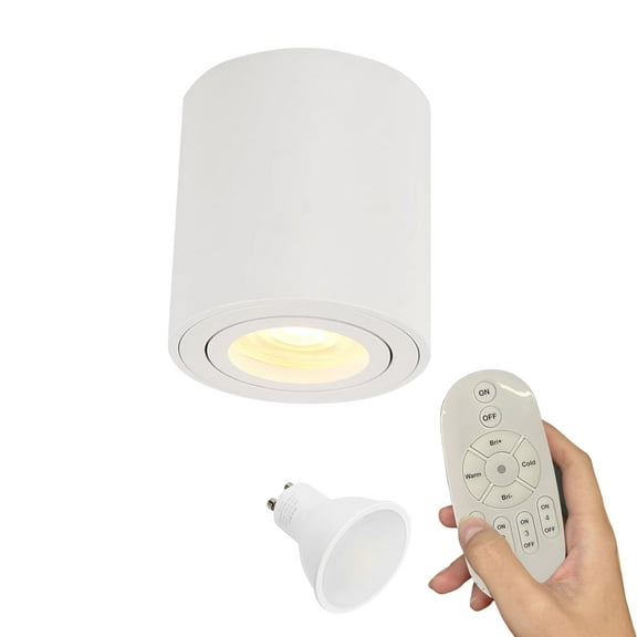 Kiven 1-Light Dimmable Flush Mount LED Ceiling Spotlight,White Directional Spot Lights Indoor, Hardwired Adjustable Accent Light with GU10 Socket for Plants, Painting, 2700-6500K,XDD899