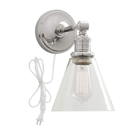 Kiven 1-Light Glass Wall sconces Modern Glass Bedside Wall Sconce Plug-in Cord with Switch Lighting Fixture Black Wall Lamp for Bedroom,Living Room,Reading,Kitchen