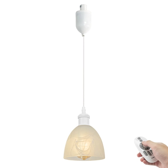 Kiven 1-Light H-Type track lighting pendants Adjustable Height,Modern h track pendant lights with Remote Control Dimmer,Decorative Track Lighting Fixture,White