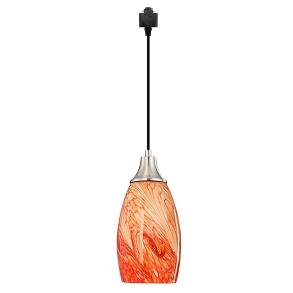 Kiven 1-Light H-Type track lighting pendants,Modern h track pendant lights with Orange Art Glass Lampsade,Decorative Track Lighting Fixture for Kitchen Island Hallway Restaurant