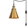 thumbnail image 1 of Kiven 1-Light Plug in Pendant Light,Industrial Hanging Light with 15FT Cord, Dimmable Ceiling Pendant Light for Bedroom Hallway Foyer Kitchen Island, E26 Socket, Brass Finish, 1 of 7