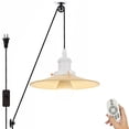 thumbnail image 1 of Kiven 1-Light Plug in Pendant Light,Industrial Pulley Hanging Light with 15FT Cord, Remote Control, Timer,Dimmable Ceiling Pendant Light Bronze Finish, 1 of 7