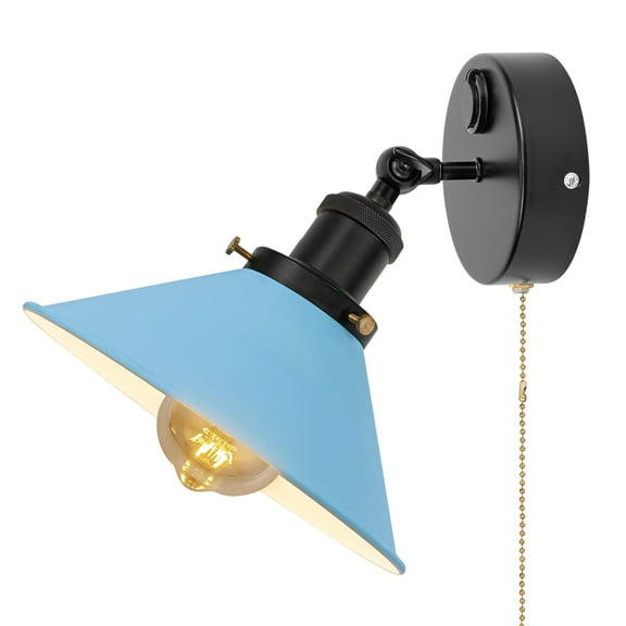 Kiven 12V LED Interior Lights with USB Port,Blue RV Reading Lamp with Pull Chain Switch,4W Modern Wall Sconce Adjustable Warm White for RV Caravans Boats, Hard-Wired Surface Mount BD0173